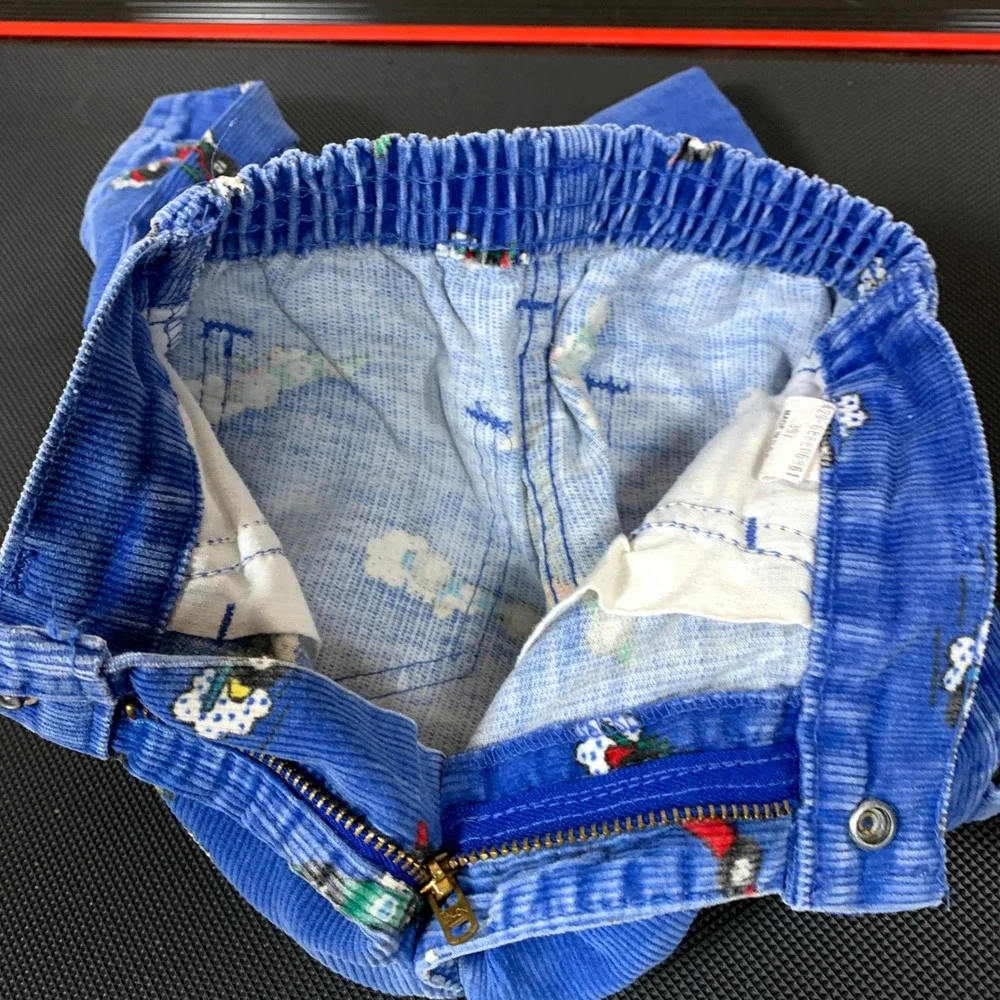 OshKosh B'Gosh‎ Pants Kids 3T Blue Corduroy Race Car Carpenter Vintage USA Made